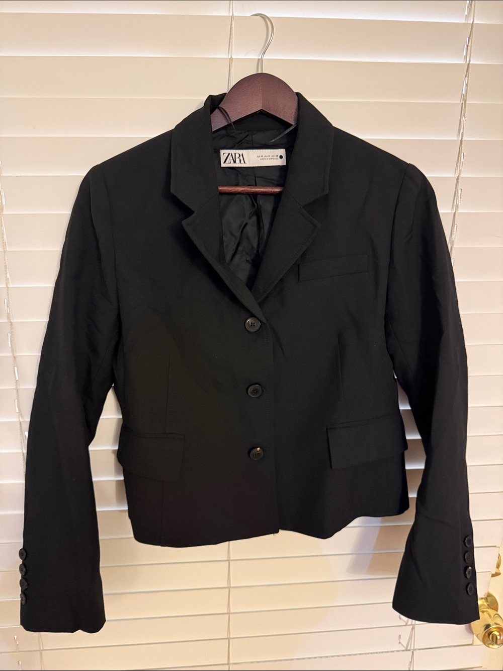 Zara Black Cropped Tailored Blazer